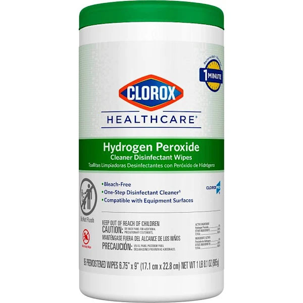 Clorox Healthcare Hydrogen Peroxide Cleaner Disinfectant Wipes, 6.75 In X 5.75 In, 95 Count Canister