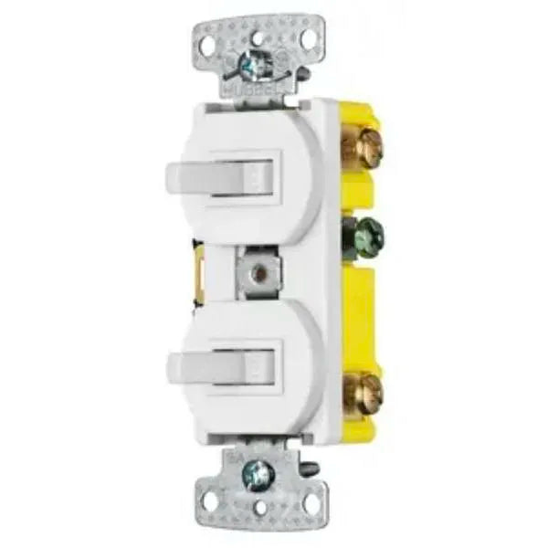 Hubbell Wiring 15a Single-Pole 3-Way Regular Combo Toggle Switch (White)