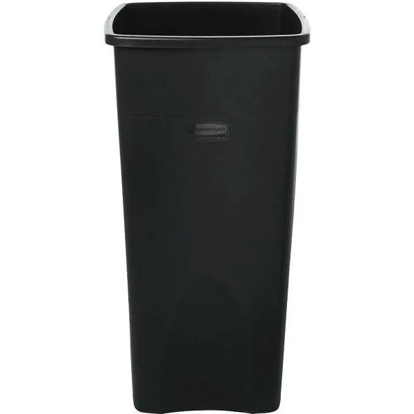 Rubbermaid Commercial Untouchable Black Square Trash Can, 23 Gal, Black