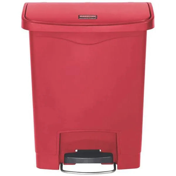 Rubbermaid Commercial 8 Gal. Slim Jim Step-On Plastic Front Step Trash Can, Red