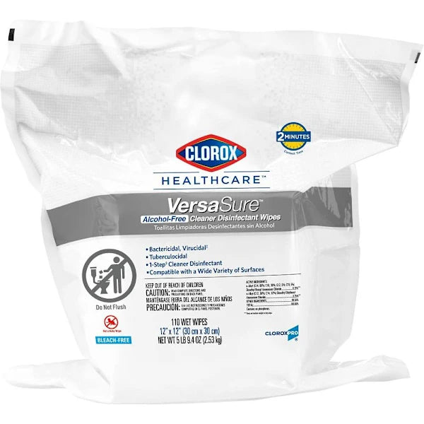 Clorox Healthcare Versasure Cleaner Disinfectant Wipes, 12 In X 10 In, 110 Count Refill Pouch