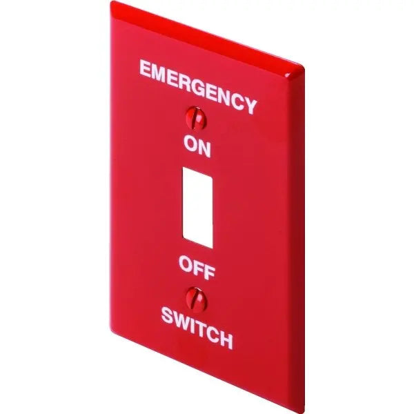 Titan3 1-Gang Standard Metal Emergency Toggle Wall Plate (Red)
