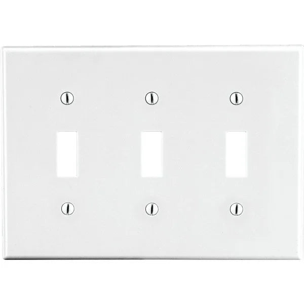 Hubbell 3-Gang Polycarbonate Thermoplastic Toggle Wall Plate (White)