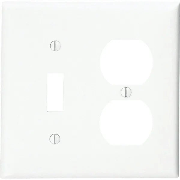 Hubbell 2-Gang Toggle Receptacle Nylon Wall Plate (White)