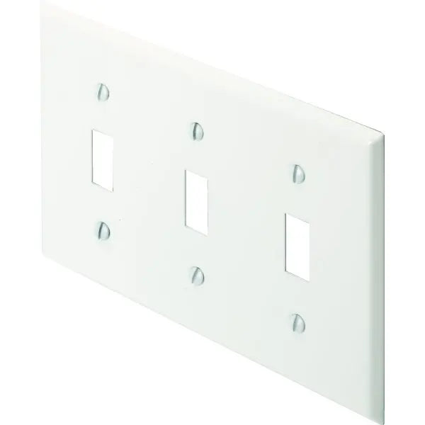 Titan3 3-Gang Metal Toggle Wall Plate (White)