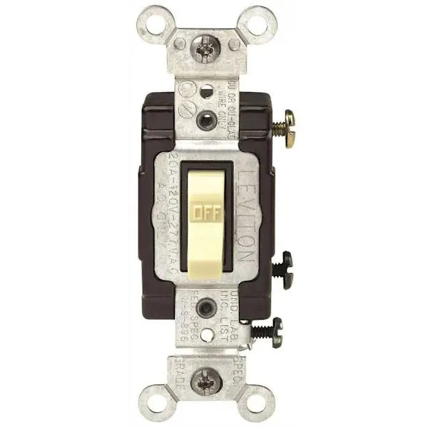 Leviton 20a Commercial Grade Single-Pole Toggle Switch (Ivory)