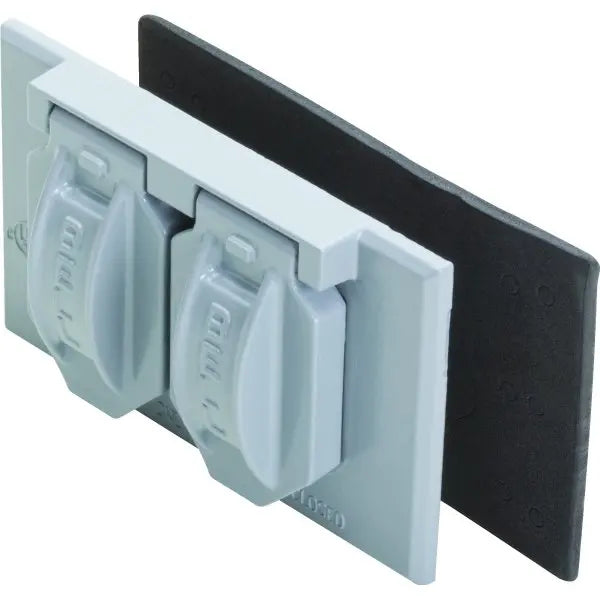 Hubbell® 1-Gang Horizontal Duplex Weatherproof Cover (Gray)