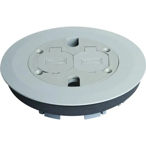 Hubbell Round Non-Metallic Floor Box Cover Kit W/ 2-Lift Lid (Gray)
