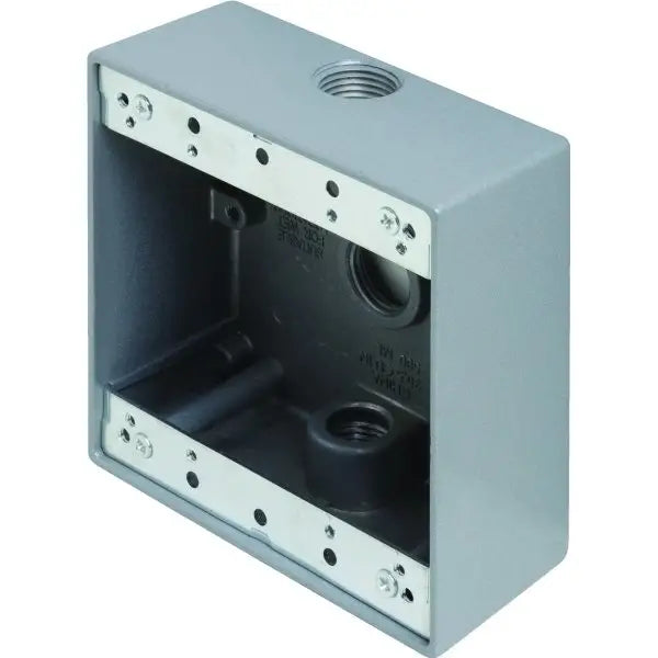 Bell 2-Gang Aluminum Weatherproof Outlet Box W/ 3 Outlets (Gray)