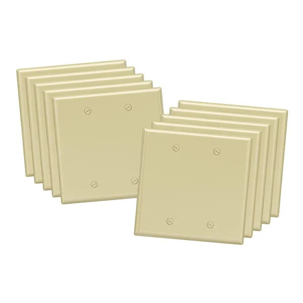 Maintenance Warehouse 2-Gang Unbreakable Polycarbonate Standard-Size Blank Wall Plate In Gloss Ivory