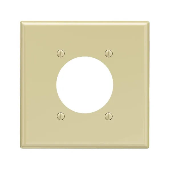 Maintenance Warehouse 2-Gang Unbreakable Polycarbonate Medium Size Flush Mount Power Outlet Wall Plate In Gloss Ivory, 1-Pack