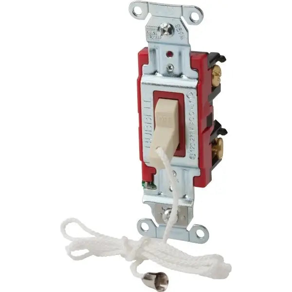 Hubbell-Pro 20 Amp 120/277 Vac 2-Position Toggle Switch W/ Lanyard (Ivory)