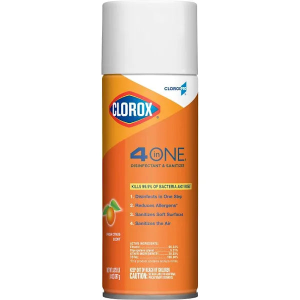Clorox 4 In One Disinfectant And Sanitizer, Cloroxpro, Citrus Scent, 14 Oz