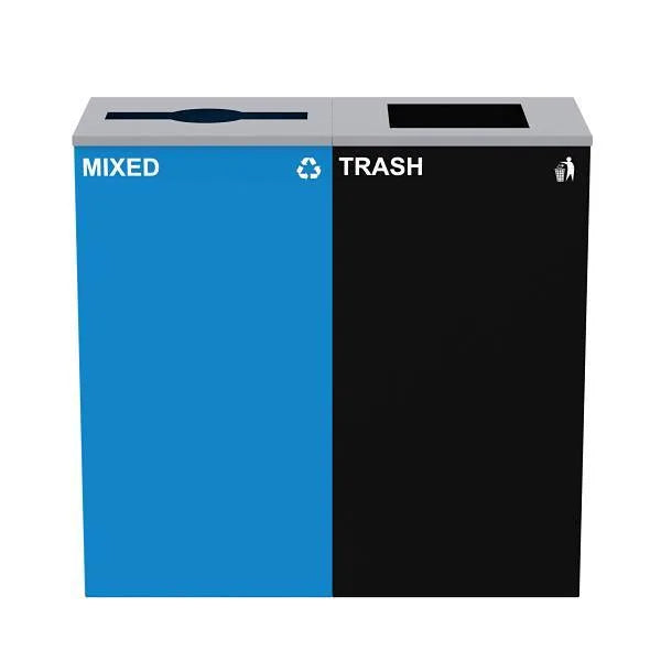 Alpine Industries 58g 2-Stream Blue Recycling Bin Station