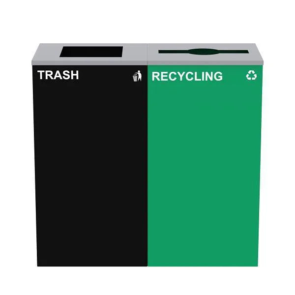 Alpine Industries 58g 2-Stream Green Recycling Bin Station Package Of 2