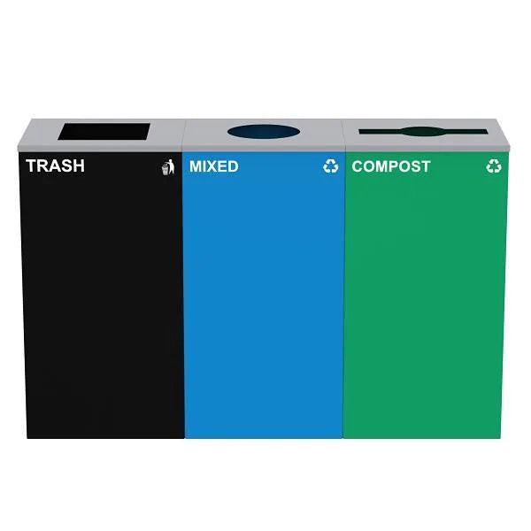 Alpine Industries 87g Steel Blue Mixed Bin Green Compost Bin Black