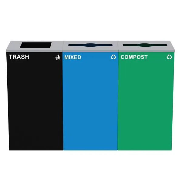 Alpine Industries 87g Steel Blue Mixed Bin, Green Compost Bin Black