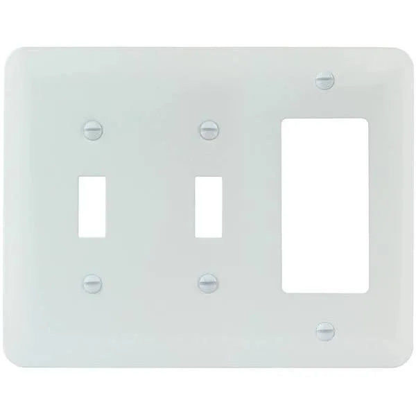 Titan3 White Smooth 3-Gang Toggle/Toggle/Rocker Princess Metal Wall Plate