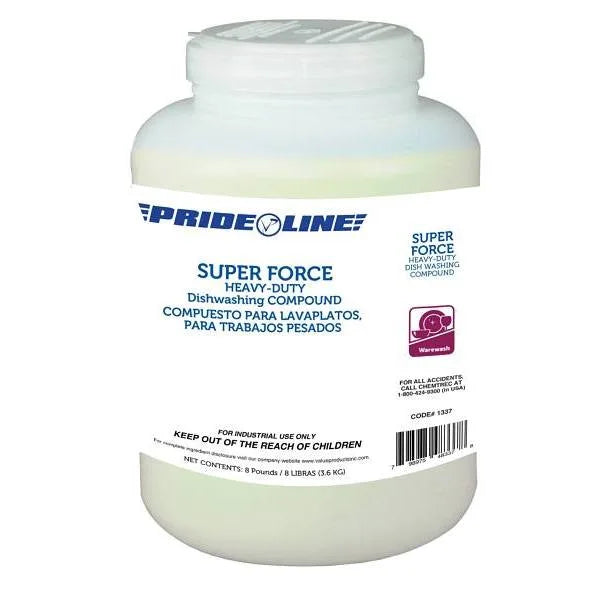 Prideline Super Force Heavy-Duty Dish Washing Compound, 8 LB