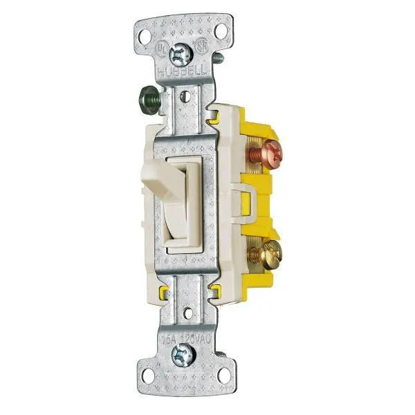 Hubbell Wiring® 3-Way 15a 120v Toggle Switch Light Almond