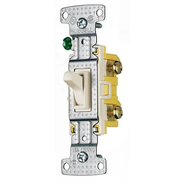 Hubbell Wiring® Single Pole 15a 120v Toggle Switch Light Almond