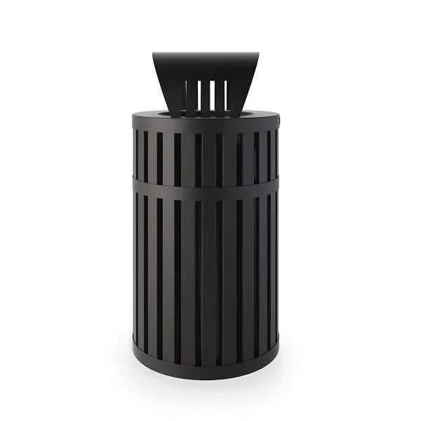 Suncast Commercial® Round Slatted Can With Canopy Lid