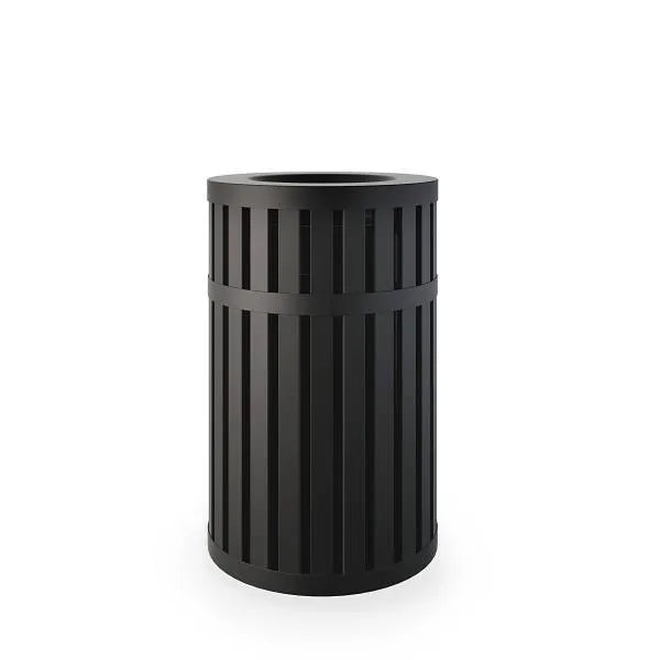 Suncast Commercial® 45 Gallon Round Slatted Metal Trash Can