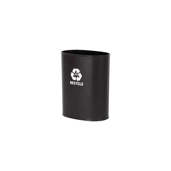 Hapco 13q Oval Plastic Vegan Leatherette Wastebasket Black/White Recycle