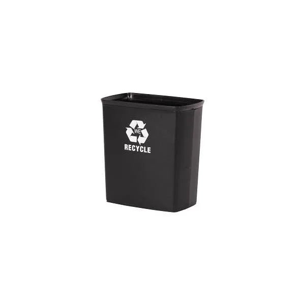 Hapco 10q Rectangle Plastic Leatherette Wastebasket Black/White