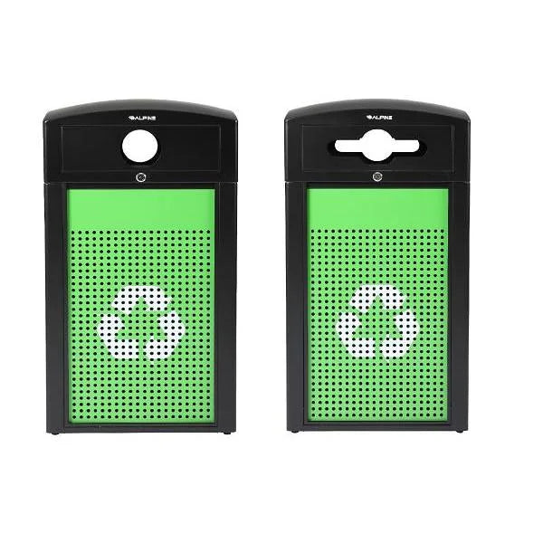 Alpine Industries 120 Gallon 3 Stream Steel Outdoor Dual Recycle/Receptacle Bin