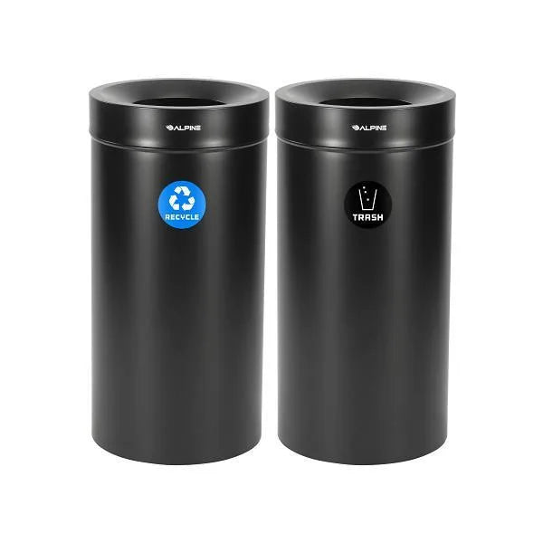 Alpine Industries 27 Gallon Ss Compost Bin And Trash Can Receptacle In Black