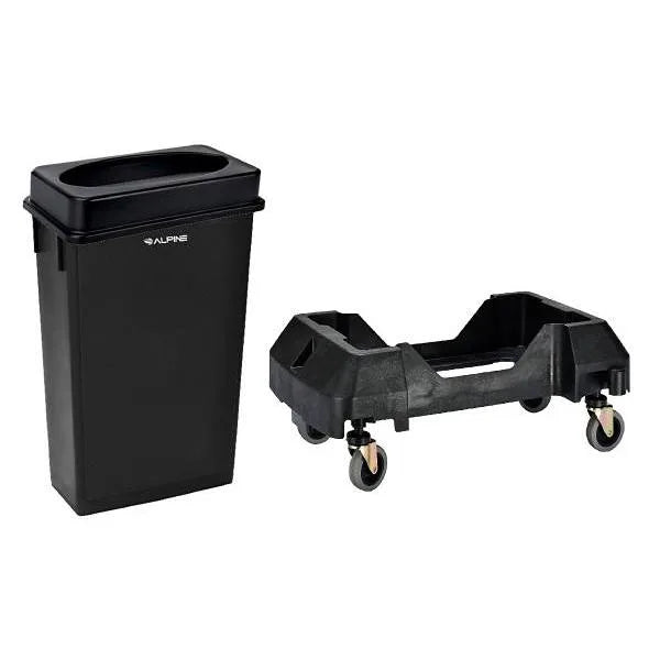 Alpine Industries 23 Gallon Commercial Trash Can Includes Swing Lid And Dolly