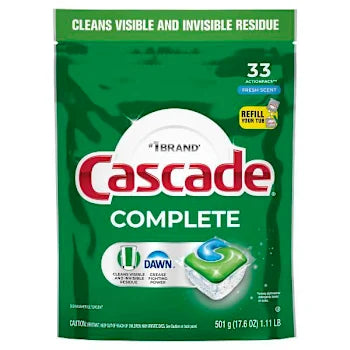 Cascade Complete Dawn Dishwasher Detergent Pods, Fresh Scent, 33-Count