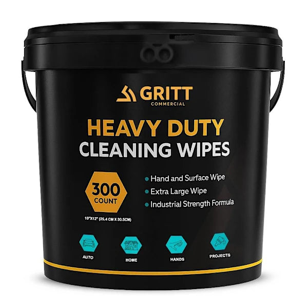 Gritt Commercial Heavy Duty 10x12" Multi-Surface Hand-Tool Wet Cleaning Wipes