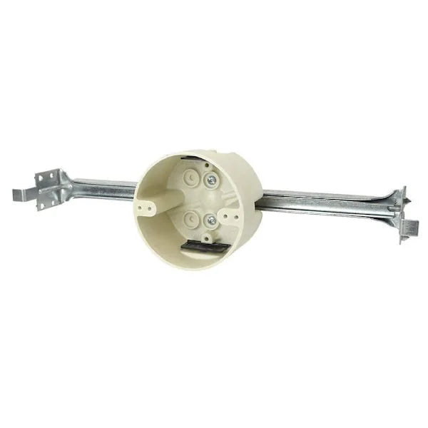 Allied Moulded New Work Round Ceiling Box With Bar, 4" Diameter, 22-1/2 Cu. In.