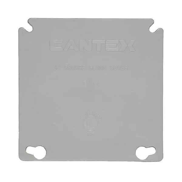 Cantex Ez Box 4" Square Electrical Box Blank Cover, 2-Gang, Gray