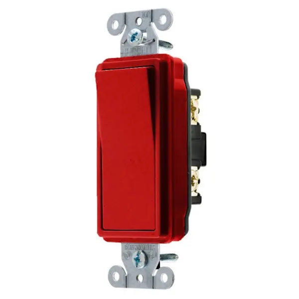 Hubbell 20 Amp Commercial Grade Decorator Switch, Double Pole, Red