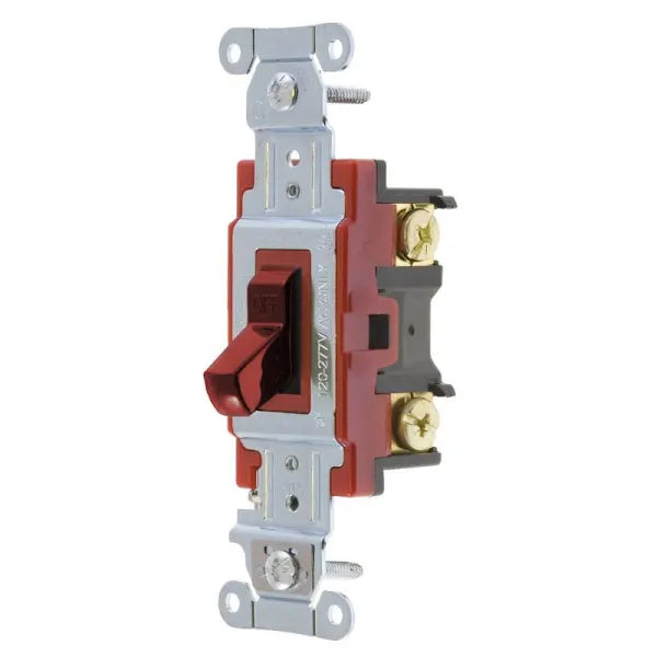 Hubbell PRO 20 Amp Industrial Toggle Switch, Double Pole, Red