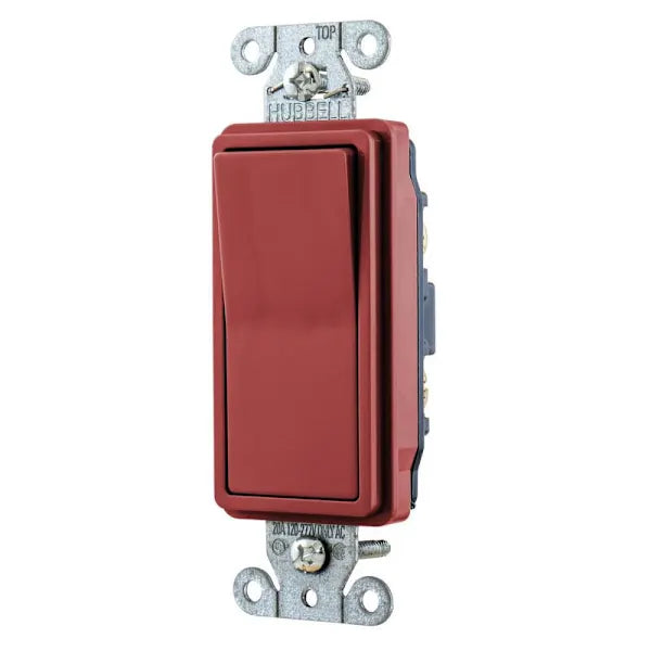 Hubbell 20 Amp Commercial Grade Decorator Switch, Single Pole, Red