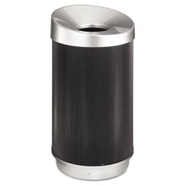 Safco 38 Gallon At-Your-Disposal Vertex Polyethylene Receptacle (Black/Chrome)