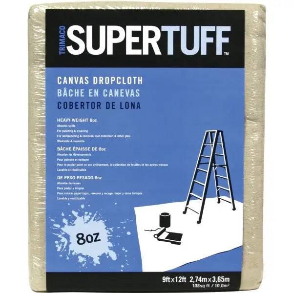 Trimaco Canvas Drop Cloth, 8 Oz, 9 X 12'