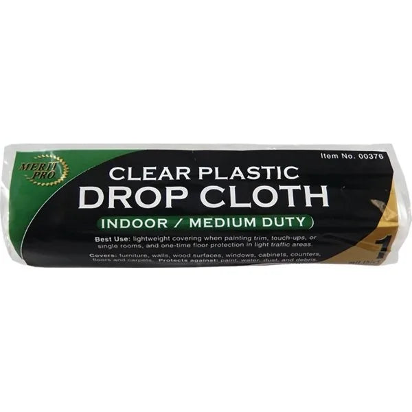 Merit Pro Dynamic 00376 9' X 12' 1 Mil Clear Drop Cloth, Roll