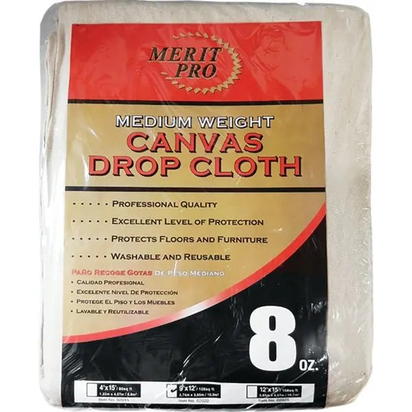 Merit Pro 02020 9' X 12' 8 Oz. Medium Weight Canvas Drop Cloth