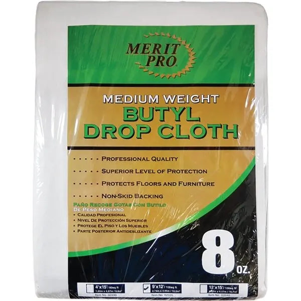 Merit Pro 02035 9' X 12' 8 Oz. Medium Weight Butyl Drop Cloth