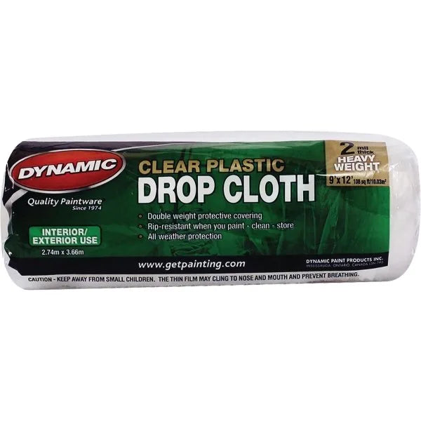 Merit Pro Dynamic 00377 9' X 12' 2 Mil Clear Drop Cloth, Roll