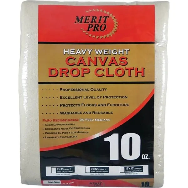 Merit Pro 02055 9' X 12' 10 Oz. Heavy Weight Canvas Drop Cloth