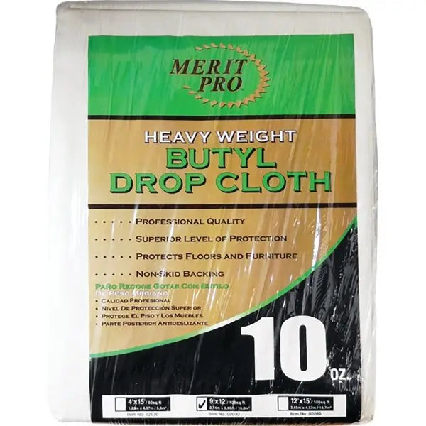 Merit Pro 02080 9' X 12' 10 Oz. Heavy Weight Butyl Drop Cloth