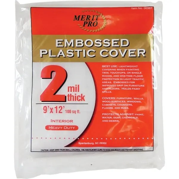 Merit Pro Dynamic 00387 9' X 12' 2 Mil Plastic Drop Cloth, Flat