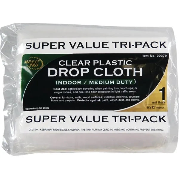 Merit Pro Dynamic 00379 9' X 12' 1 Mil Clear Drop Cloth