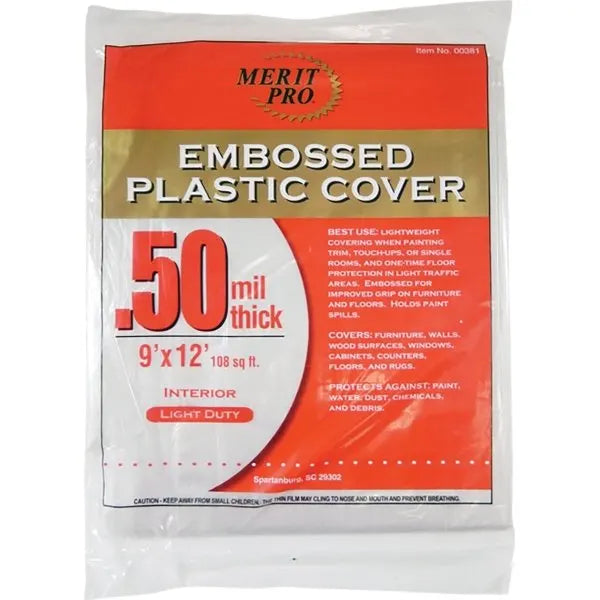 Merit Pro Dynamic 9 X 12' .5 Mil Plastic Drop Cloth, Flat Pack